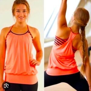 Lululemon no limit tank orange black stripe. Size 10. EUC.